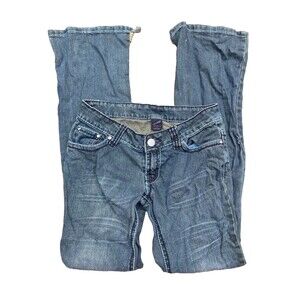 Y2K Decoded Medium Wash Rhinestone Embellished Pockets Bootcut Jeans Jrs Size 7